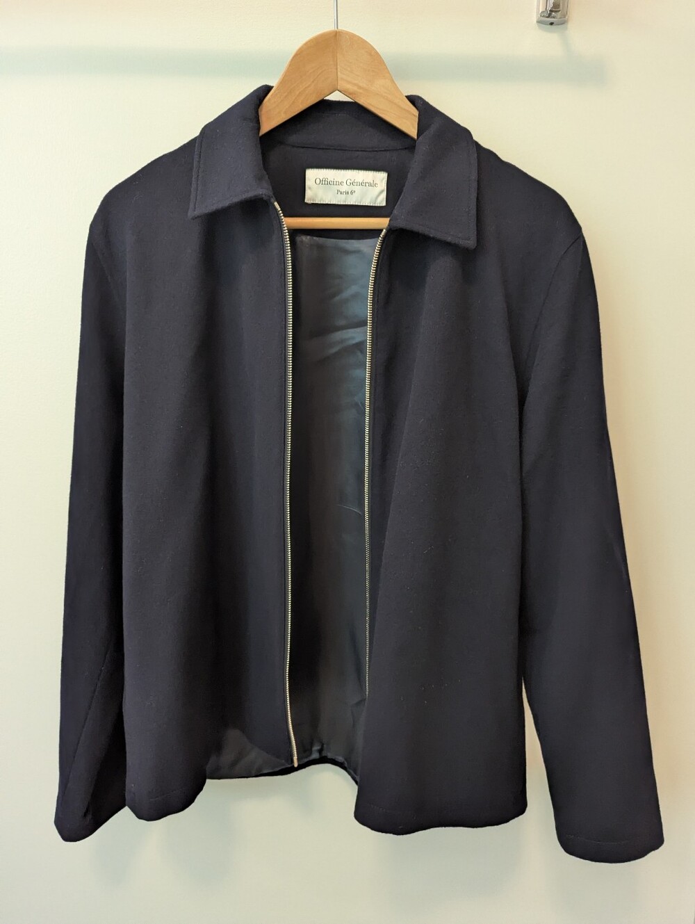 Men's Wool Navy Zip-Front Jacket